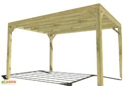 Pergola En Bois Traité Autoclave Autoportée Toit Plat - 3 M -Promos Grillet Jardin Boutique 3x4 cubique pergola bois