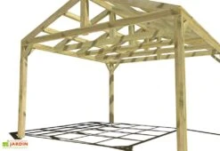 Pergola En Bois Traité Autoclave Autoportée Toit Double Pente - 4 M -Promos Grillet Jardin Boutique 4x4 2pents pergola bois