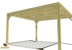 Pergola En Bois Traité Autoclave Autoportée Toit Plat - 4 M -Promos Grillet Jardin Boutique 4x4 cubique pergola bois