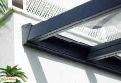 Pergola Aluminium Gris Et Polycarbonate - Stockholm | Palram – Canopia -Promos Grillet Jardin Boutique ancrage mural pergola stockholm canopia palram