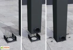 Pergola Adossée Aluminium Gris Et Polycarbonate - Stockholm 3,4 M + Stores 11 Pergola Adossée Aluminium Gris Et Polycarbonate - Stockholm 3,4 M + Stores -Promos Grillet Jardin Boutique ancrage pergola alu polycarbonate stockholm palram