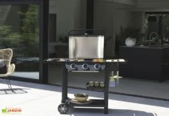 Barbecue Au Gaz Sur Chariot En Métal – 3 Brûleurs -Promos Grillet Jardin Boutique barbecue au gaz exterieur