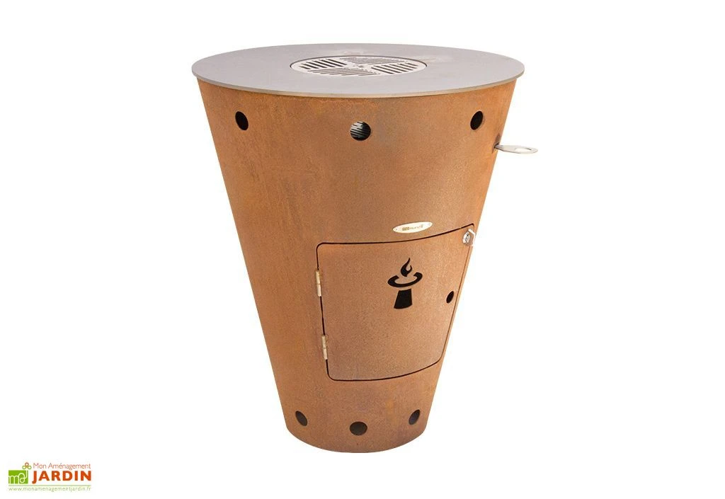 Braséro Barbecue En Acier Et Inox Ø72 Cm H85 Cm – César 1 Braséro Barbecue En Acier Et Inox Ø72 Cm H85 Cm – César