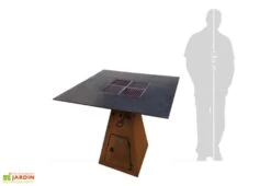 Braséro Barbecue En Acier Et Inox L82 Cm H81 Cm – Cube M -Promos Grillet Jardin Boutique brasero acier barbecue grille cuisson remundi cube m