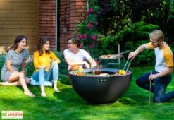 Braséro Barbecue En Acier Boule Noire 100 Cm -Promos Grillet Jardin Boutique brasero barbecue acier noir boule 100cm plancha 2