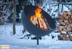 Braséro Barbecue En Acier Lune 100 Cm + Grille De Cuisson -Promos Grillet Jardin Boutique brasero barbecue acier noir lune 100cm 4