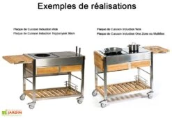 Chariot Pour Cuisine Extérieure Aluminium Et Teck TomBoy Duo -Promos Grillet Jardin Boutique chariot teck acier inox cuisine exterieure indu plus tomboy duo 1