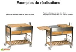 Chariot Pour Cuisine Extérieure Aluminium Et Teck TomBoy Duo -Promos Grillet Jardin Boutique chariot teck acier inox cuisine exterieure indu plus tomboy duo 4