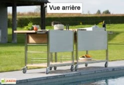 Chariot Pour Cuisine Extérieure Acier Et Teck TomBoy Duo Unico -Promos Grillet Jardin Boutique chariot teck acier inox cuisine exterieure indu plus tomboy 1