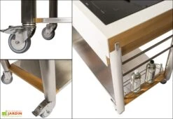 Chariot Pour Cuisine Extérieure Aluminium Et Teck ServeBoy Duo Unico -Promos Grillet Jardin Boutique chariot teck aluminium cuisine exterieure indu plus servboy 1 1