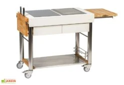Chariot Pour Cuisine Extérieure Aluminium Et Teck ServeBoy Duo