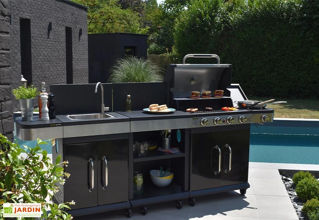 Cuisine D'extérieur Avec Desserte, évier Et Barbecue Gaz 4 Brûleurs 2 Cuisine D'extérieur Avec Desserte, évier Et Barbecue Gaz 4 Brûleurs – Image 2