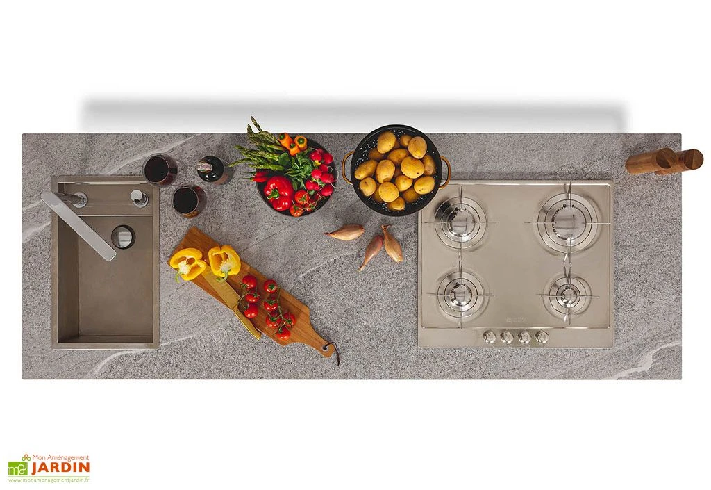 Cuisine Extérieure Professionnelle à 4 Modules STONE CANA Concept + Housse 2 Cuisine Extérieure Professionnelle à 4 Modules STONE CANA Concept + Housse – Image 2