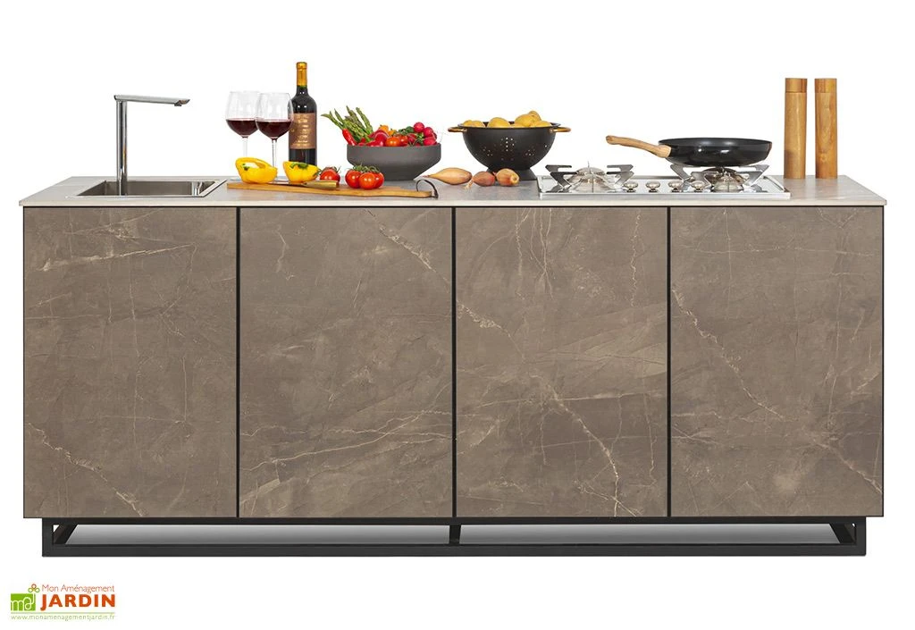 Cuisine Extérieure Professionnelle à 4 Modules STONE CANA Concept + Housse 1 Cuisine Extérieure Professionnelle à 4 Modules STONE CANA Concept + Housse