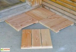Dalle Pour Terrasse Et Jardin En Bois Douglas 37 X 37 Cm (4 Pièces)