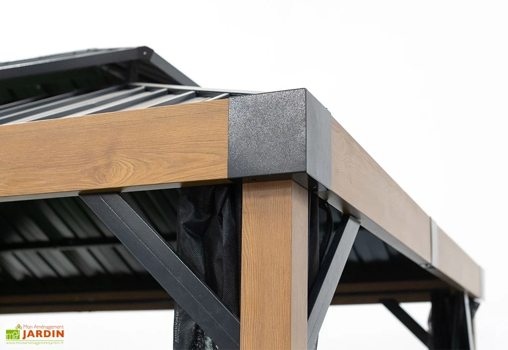 Pergola Autoportée En Aluminium Effet Bois 10 M² – Fontana 5 Pergola Autoportée En Aluminium Effet Bois 10 M² – Fontana – Image 5