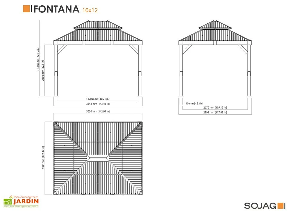 Pergola Autoportée En Aluminium Effet Bois 10 M² – Fontana 4 Pergola Autoportée En Aluminium Effet Bois 10 M² – Fontana – Image 4
