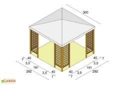 Tonnelle De Jardin En Bois Autoclave Et Toile PVC – Fox 9 M² -Promos Grillet Jardin Boutique dimensions pergola bois pvc