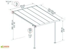 Pergola Adossée En Aluminium Et Polycarbonate 295 Cm – Sierra -Promos Grillet Jardin Boutique dimensions pergola sierra 3x3 canopia palram