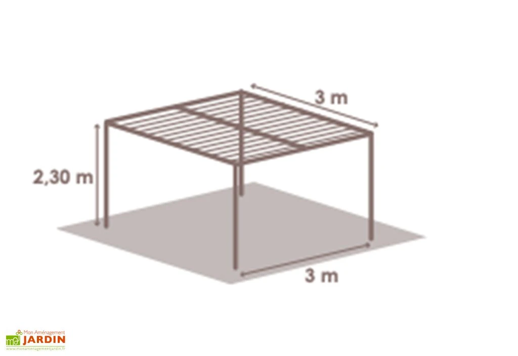 Pergola Bioclimatique Autoportée En Aluminium 3 X 3 M – Denver 2 Pergola Bioclimatique Autoportée En Aluminium 3 X 3 M – Denver – Image 2