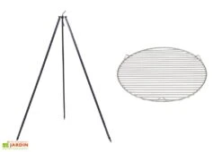 Ensemble Trépied + Grille De Cuisson En Inox Pour Braséro Nobel