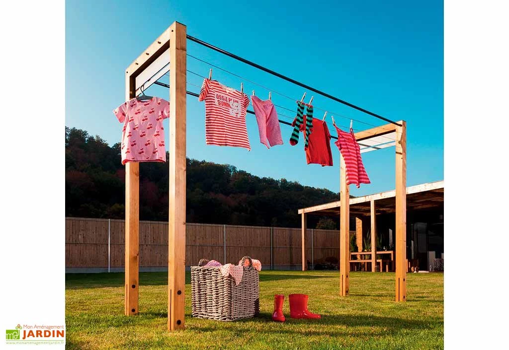 Étendoir à Linge Extérieur En Bois D’épicéa Traité 256 X 80 X 180 Cm 2 Étendoir à Linge Extérieur En Bois D’épicéa Traité 256 X 80 X 180 Cm – Image 2