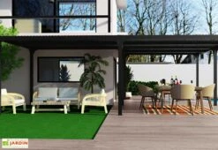Pergola Bioclimatique Lames Orientables En Aluminium 32,63 M² -Promos Grillet Jardin Boutique grande pergola bioclimatique aluminium habrita