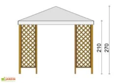 Tonnelle De Jardin En Bois Autoclave Et Toile PVC – Fox 9 M² -Promos Grillet Jardin Boutique hauteur tonnelle bois pvc fox