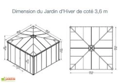 Jardin D’Hiver En Aluminium Et Polycarbonate 13 M² – LEDRO 3600 -Promos Grillet Jardin Boutique jardin hiver gris anthracite gazebo carre 360cm ledro3600 4