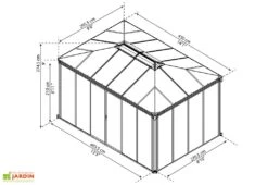 Jardin D’Hiver En Aluminium Et Polycarbonate 13 M² – LEDRO 4300 -Promos Grillet Jardin Boutique jardin hiver gris anthracite gazebo carre 430cm ledro4300 1