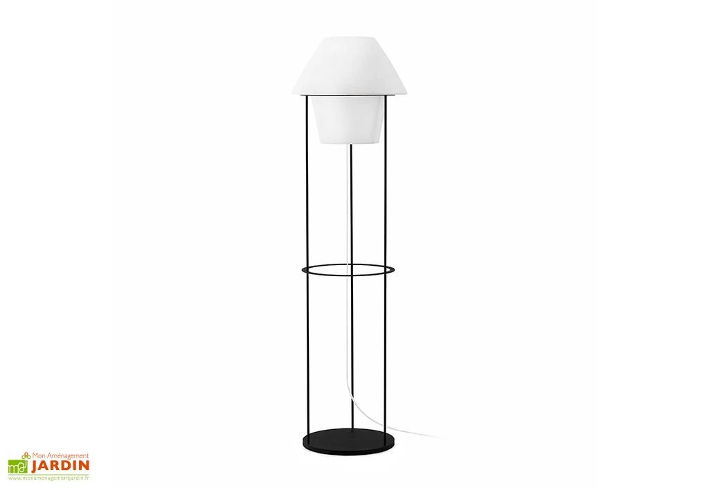 Lampadaire Blanc Sur Secteur Avec Support En Acier Noir 153cm 1 Lampadaire Blanc Sur Secteur Avec Support En Acier Noir 153cm