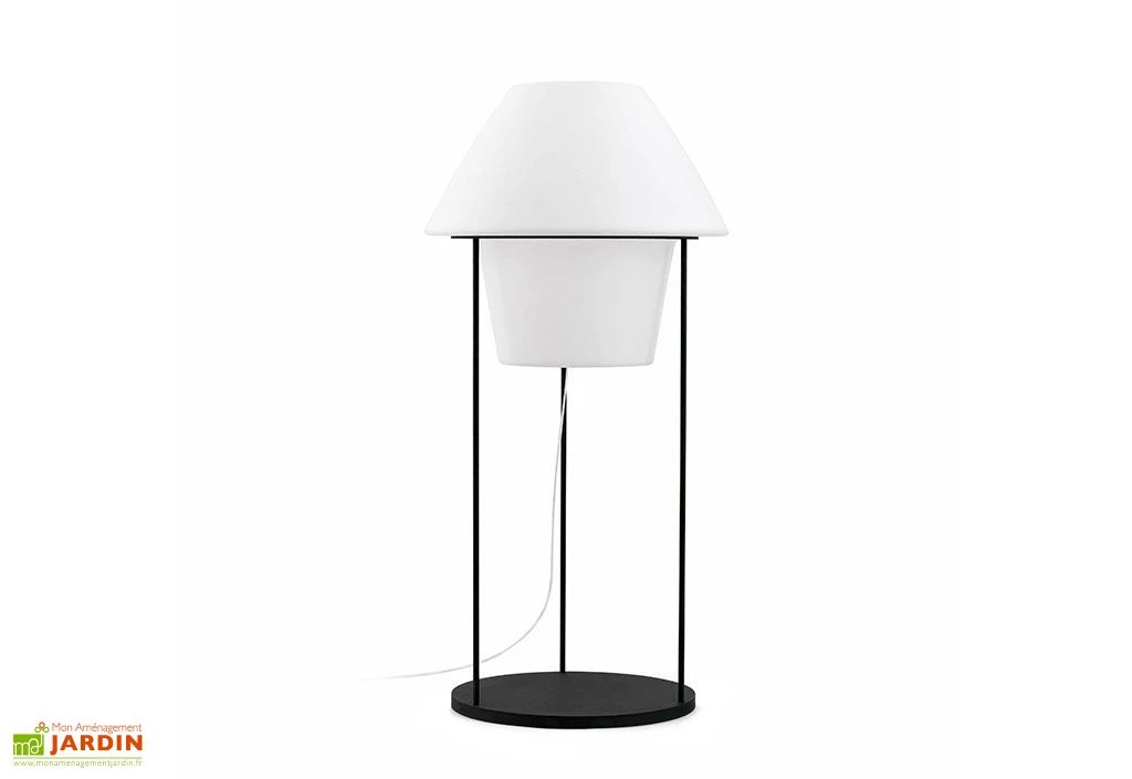 Lampadaire Blanc Sur Secteur Avec Support En Acier Noir 79cm 2 Lampadaire Blanc Sur Secteur Avec Support En Acier Noir 79cm – Image 2