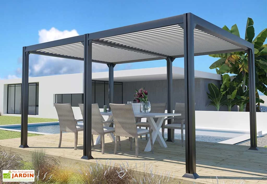 Pergola Bioclimatique Autoportée En Aluminium 3 X 4 M - Newport 1 Pergola Bioclimatique Autoportée En Aluminium 3 X 4 M - Newport