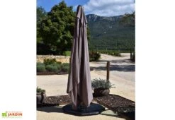 Parasol Déporté 4 X 3 M Aluminium Toile Taupe + Housse – Lesun -Promos Grillet Jardin Boutique parasol deporte aluminium toile taupe 3x4m lesun 2