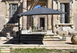 Parasol Déporté à LED En Aluminium Et Polyester Capeo 3 X 3 M -Promos Grillet Jardin Boutique parasol deporte led aluminium polyester capeo 3x3 m 1