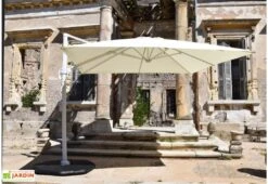 Parasol Déporté à LED En Aluminium Et Polyester Capeo 3 X 3 M -Promos Grillet Jardin Boutique parasol deporte led aluminium polyester capeo 3x3 m
