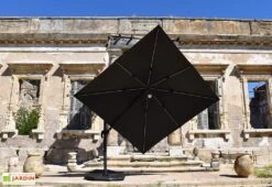 Parasol Déporté à LED En Aluminium Et Polyester Capeo 3 X 3 M -Promos Grillet Jardin Boutique parasol deporte led aluminium polyester capeo 3x3 m 7
