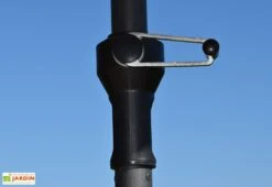 Parasol Rectangulaire 3 Têtes 4,6 M En Aluminium Et Toile Grise - Wide -Promos Grillet Jardin Boutique parasol droit 3 tetes aluminium toile polyester gris 465cm 3