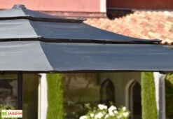 Parasol Droit 3 M Aluminium Toile Avec Aération – Canopy Gris -Promos Grillet Jardin Boutique parasol droit aluminium toile aeration canopy gris 3m 3