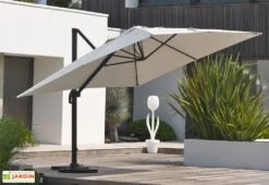 Parasol Déporté En Aluminium Et Polyester Gris 4x3m Sevilla -Promos Grillet Jardin Boutique parasol en aluminium 2