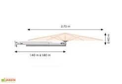 Parasol Mural à Bras Télescopique Ø 2,70 M – Qualité Professionnelle -Promos Grillet Jardin Boutique parasol mural prostor