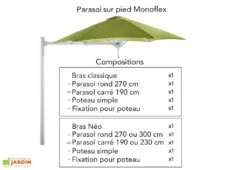 Parasol Rond 270 Cm Pour Composition Paraflex - Toile Solidum -Promos Grillet Jardin Boutique parasol pied paraflex monoflex umbrosa
