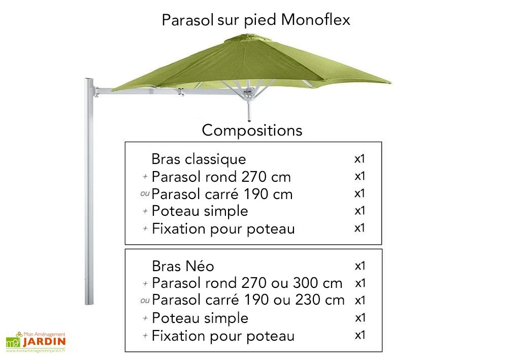 Parasol Carré 230 Cm Pour Composition Paraflex - Toile Solidum 4 Parasol Carré 230 Cm Pour Composition Paraflex - Toile Solidum – Image 4