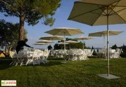 Parasol Rond Mât Central Aluminium Toile Oléfine Ø 2,70 M -Promos Grillet Jardin Boutique parasol rond mat central 270cm p50 2