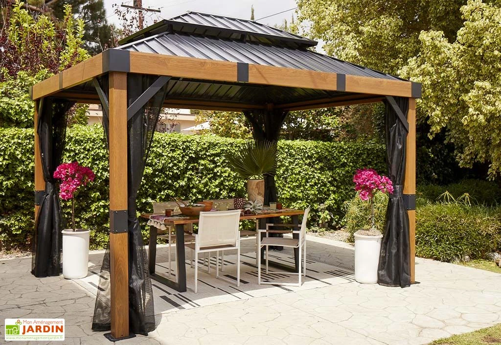 Pergola Autoportée En Aluminium Effet Bois 10 M² – Fontana 1 Pergola Autoportée En Aluminium Effet Bois 10 M² – Fontana
