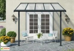 Pergola Adossée En Aluminium Et Polycarbonate 295 Cm – Sierra -Promos Grillet Jardin Boutique pergola aluminium polycarbonate sierra 3x3 canopia palram