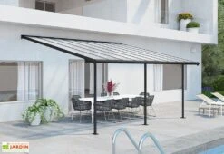 Pergola Adossée En Aluminium Et Polycarbonate 295 Cm – Sierra -Promos Grillet Jardin Boutique pergola aluminium polycarbonate sierra 3x5 canopia palram