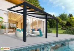 Pergola Aluminium Gris Et Polycarbonate - Stockholm | Palram – Canopia -Promos Grillet Jardin Boutique pergola aluminium stockholm canopia palram
