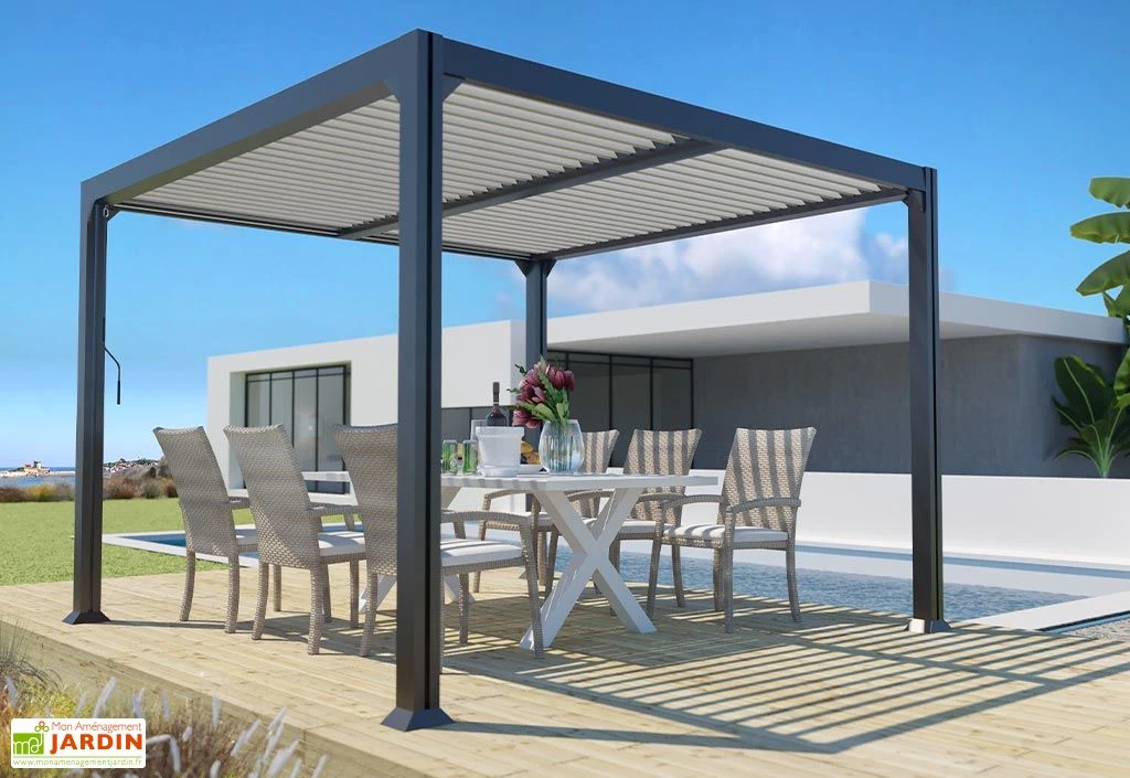 Pergola Bioclimatique Autoportée En Aluminium 3 X 3 M – Denver 1 Pergola Bioclimatique Autoportée En Aluminium 3 X 3 M – Denver