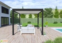 Pergola Bioclimatique Ombréa En Aluminium 3 X 4 M Autoportée - Noir Charbon -Promos Grillet Jardin Boutique pergola bioclimatique 3x4 aluminium ombrea 15 728288